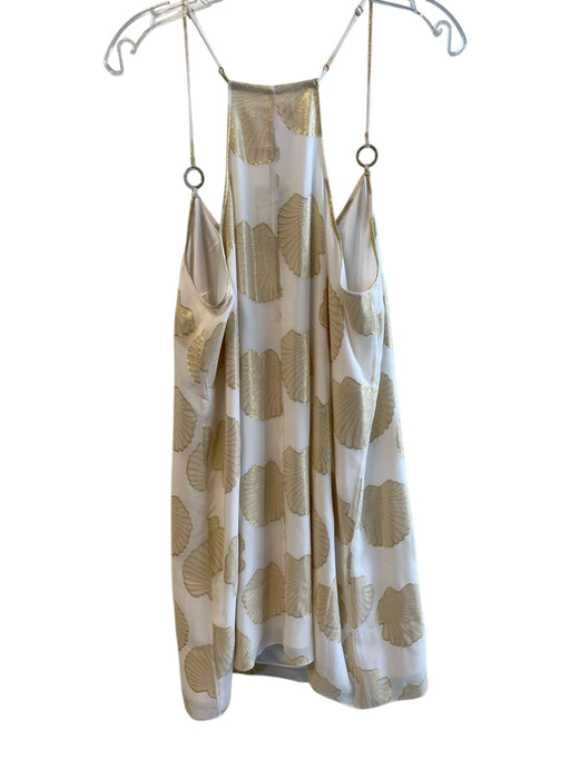 Lily Pulitzer Size XL White & Gold Silk Sleeveless Seashell Print V Neck Dress White & Gold / XL