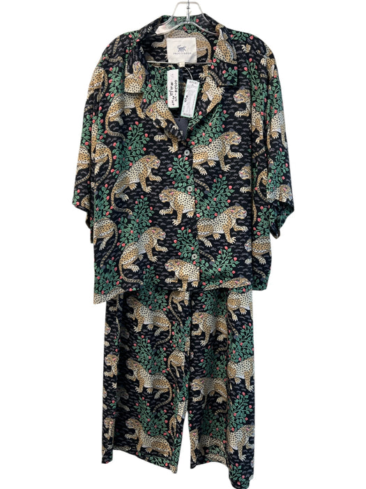 Printfresh Size XL Black & Multi 100% Cotton Nonstretch Leopard Long Pajamas Black & Multi / XL