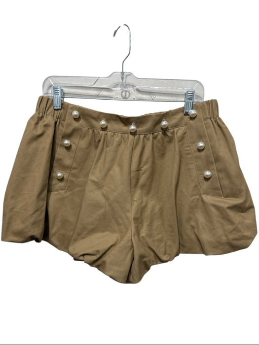 Sea New York Size 10 Tan Cotton Blend Khaki Pearls Bubble Hem Shorts Tan / 10
