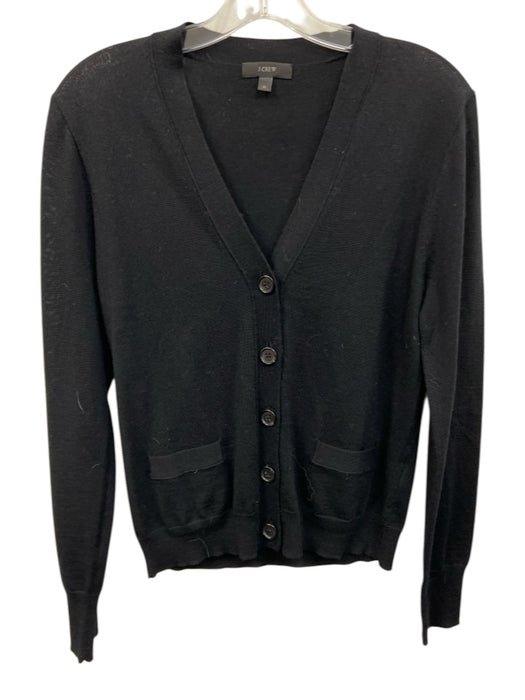 J Crew Size Medium Black Wool Long Sleeve Button Front Knit Sweater Black / Medium