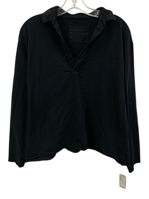 Frank & Eileen Size Medium Navy Blue Cotton Long Sleeve Collar Top Navy Blue / Medium