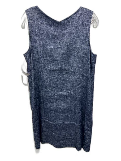 Theory Size 10 Navy Cotton Sleeveless Heathered Back button Shift Dress Navy / 10