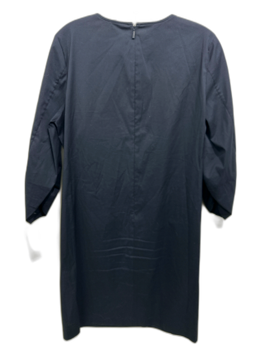 Lafayette 148 Size 6 Navy Cotton Blend 3/4 Sleeve Smocked Detail Back Zip Dress Navy / 6