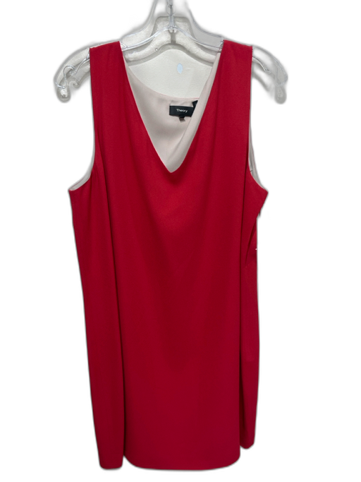 Theory Size 10 Red Acetate Blend Sleeveless Layered V Neck Shift Dress Red / 10