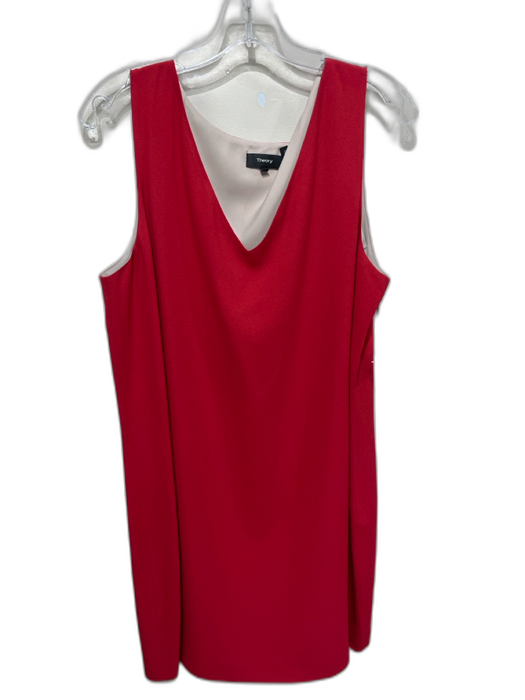 Theory Size 10 Red Acetate Blend Sleeveless Layered V Neck Shift Dress Red / 10
