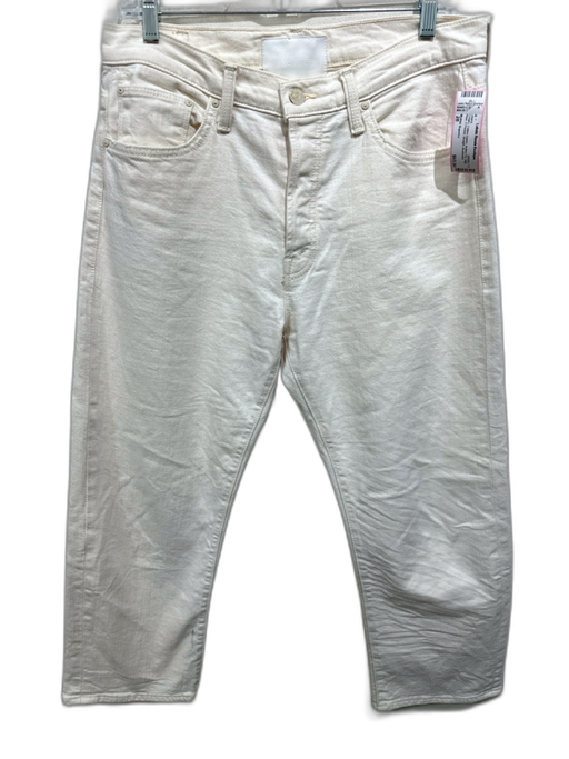 Mother Superior Size 28 Cream Cotton Denim Button Fly High Rise 5 Pocket Jeans Cream / 28