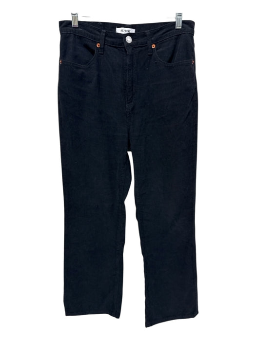 RE/DONE Size 28 Black Cotton Blend High Rise Corduroy Straight Leg Pockets Pants Black / 28