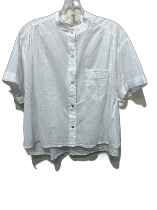 Cali by Cali Dreaming Size M White Cotton Short Cuff Sleeve Button Up Top White / M