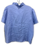 Sundays Size M Blue Linen Short Sleeve Half Button Ruffle Top Blue / M