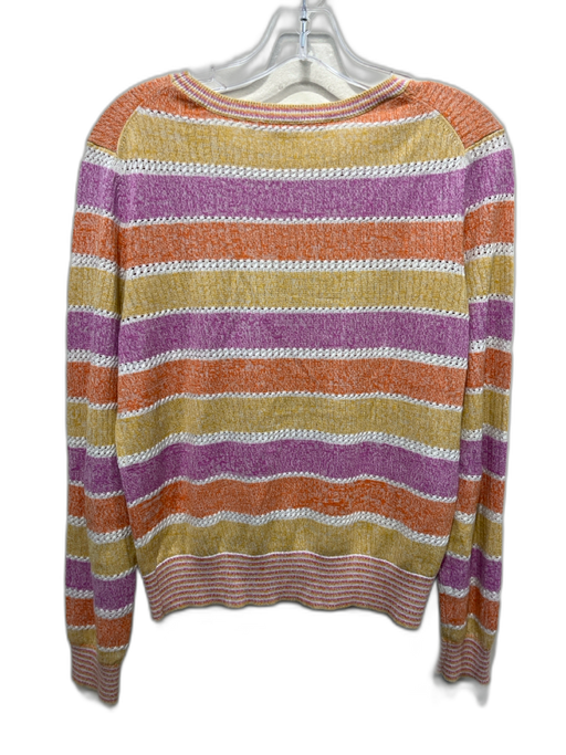 Veronica Beard Size M Purple, Yellow & Orange Linen & Cotton Long Sleeve Sweater Purple, Yellow & Orange / M