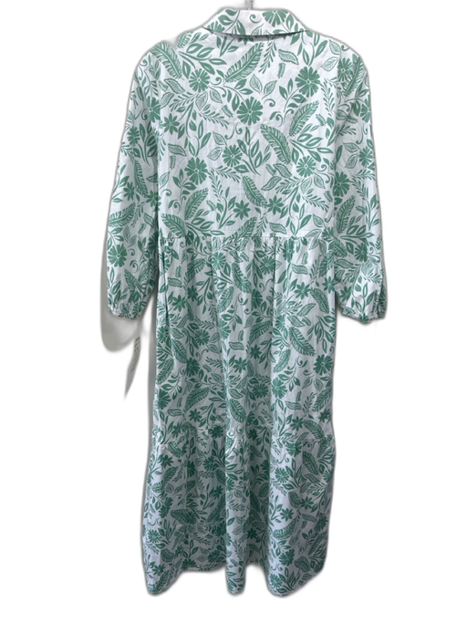 Tahari Arthur S. Levine Size XS White & Green Cotton Blend Half Button Dress White & Green / XS