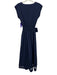 Cartolina Size XS Navy Blue Cotton Blend Cap Sleeve Eyelet Pleated Dress Navy Blue / XS