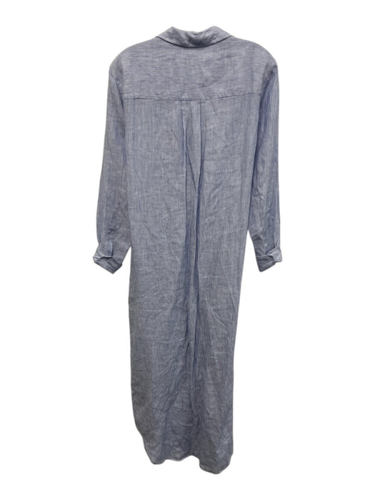 Frank & Eileen Size XS Blue & White Linen Long Sleeve Striped Button Front Dress Blue & White / XS