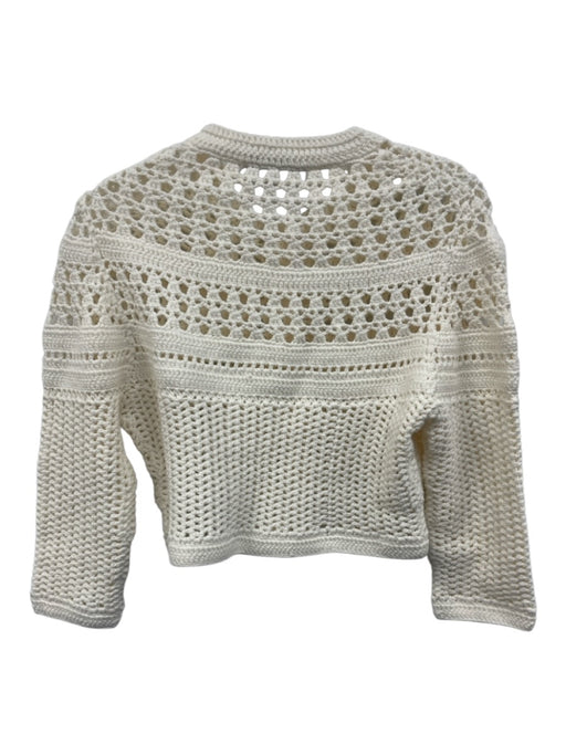 Amour Vert Size Small Cream White Cotton Blend Long Sleeve Open Crochet Cardigan Cream White / Small