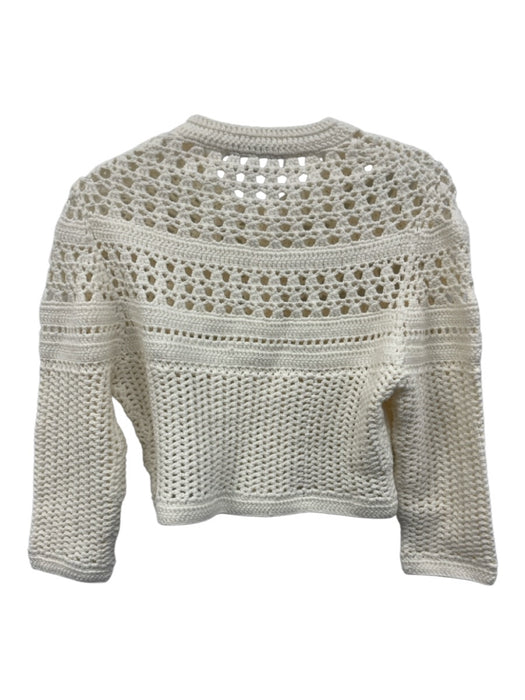Amour Vert Size Small Cream White Cotton Blend Long Sleeve Open Crochet Cardigan Cream White / Small