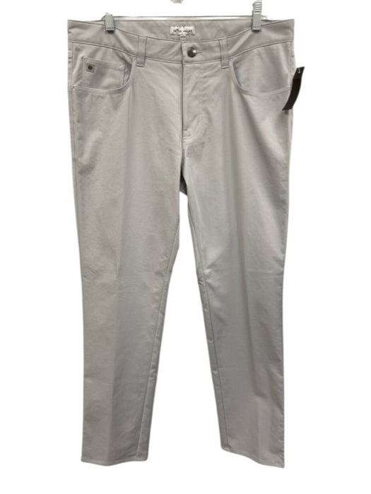 Peter Millar Size 34 Light Gray Synthetic Solid Athletic Khakis Men's Pants Light Gray / 34