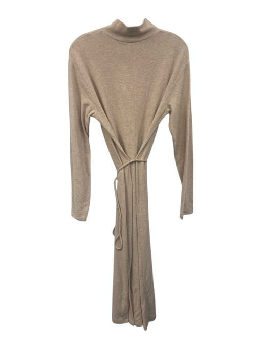 Vince Size L Peach Cotton Blend Heathered Long Sleeve Mock Neck Sheath Dress Peach / L