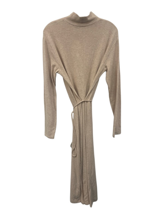 Vince Size L Peach Cotton Blend Heathered Long Sleeve Mock Neck Sheath Dress Peach / L