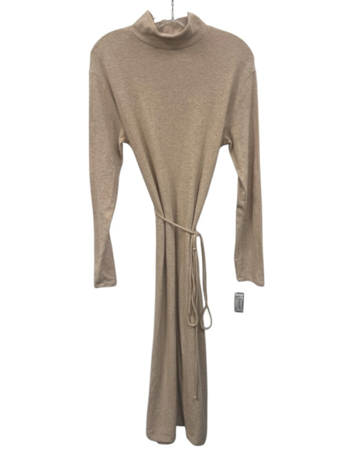 Vince Size L Peach Cotton Blend Heathered Long Sleeve Mock Neck Sheath Dress Peach / L