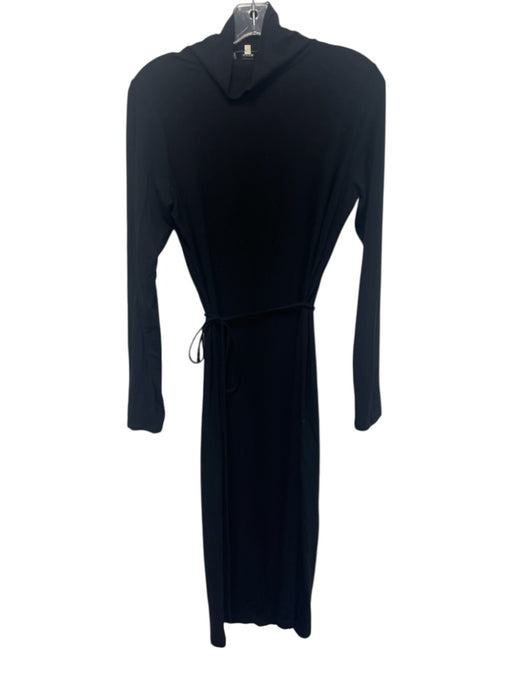 Vince Size M Black Rayon Blend Long Sleeve Turtle Neck Sheath Maxi Dress Black / M
