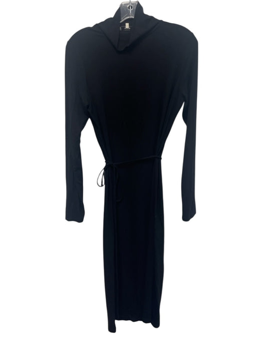 Vince Size M Black Rayon Blend Long Sleeve Turtle Neck Sheath Maxi Dress Black / M