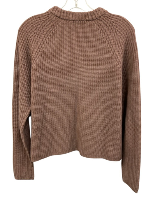 Jenni Kayne Size S Mauve Cashmere Rib Knit Crew Neck Ribbed Accents Boxy Sweater Mauve / S