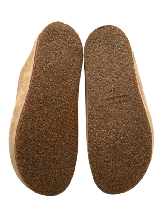 Jenni Kayne Shoe Size 38 Beige & White Suede Shearling Round Toe Slide Flats Beige & White / 38