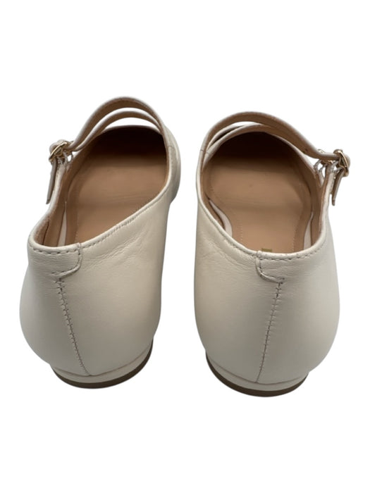 Coach Shoe Size 37.5 Cream Leather Round Square Toe Double Strap Mary Jane Flats Cream / 37.5