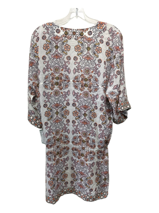 Tory Burch Size Medium White, Orange & Blue Cotton & Silk 1/2 Sleeve Dress White, Orange & Blue / Medium