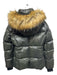 S13 New York Size M Dark Olive Green Nylon Faux Fur Trim Detachable Hood Jacket Dark Olive Green / M