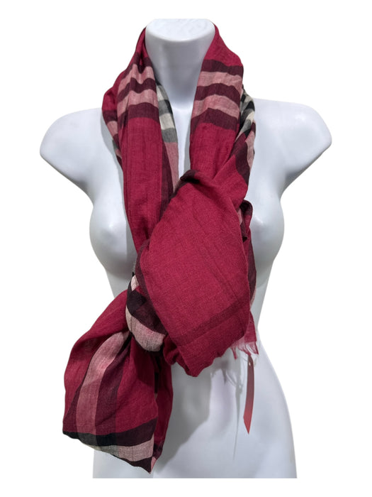 Burberry Red, Black, White Checkered Fringe Detail scarf Red, Black, White / One Size