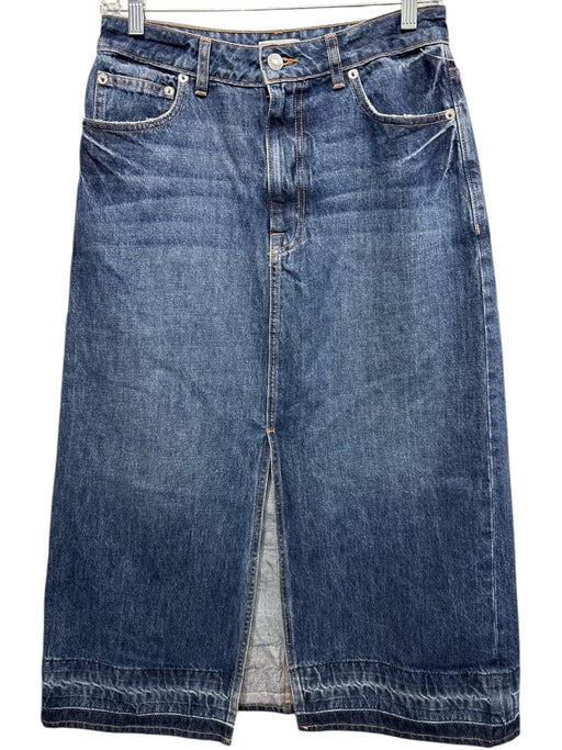 Simkhai Size S Medium Wash Cotton Denim Zip Fly Slit Pockets Maxi Skirt Medium Wash / S
