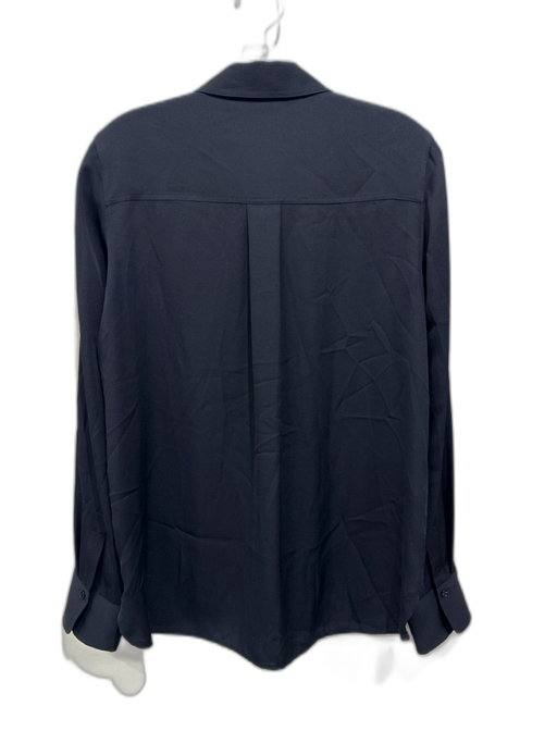 Vince Size M Black Silk Chiffon Long Sleeve Button Up & Collar Top Black / M