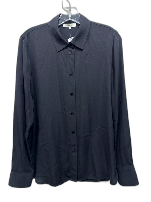 Vince Size M Black Silk Chiffon Long Sleeve Button Up & Collar Top Black / M