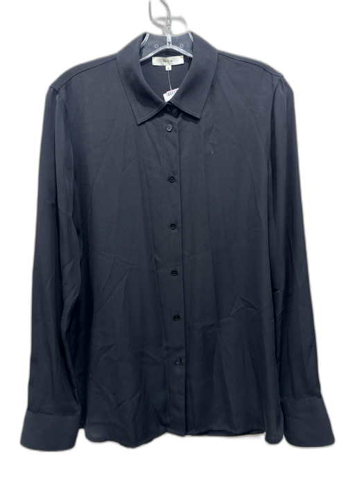 Vince Size M Black Silk Chiffon Long Sleeve Button Up & Collar Top Black / M