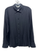 Vince Size M Black Silk Chiffon Long Sleeve Button Up & Collar Top Black / M