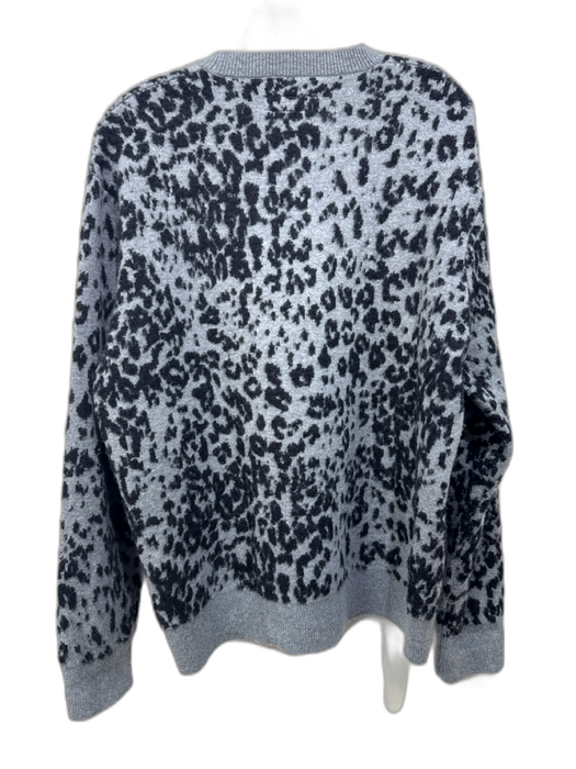 All Saints Size S Gray & Black Wool & Alpaca Leopard Rib Knit Crew Neck Sweater Gray & Black / S