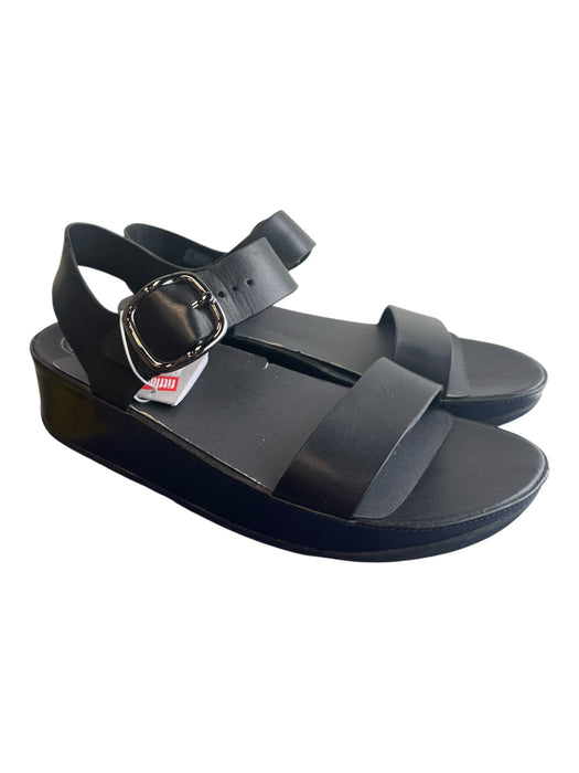Fitflop Shoe Size 8 Black Leather 2 Strap Silver Buckle Open Toe & Heel Shoes Black / 8