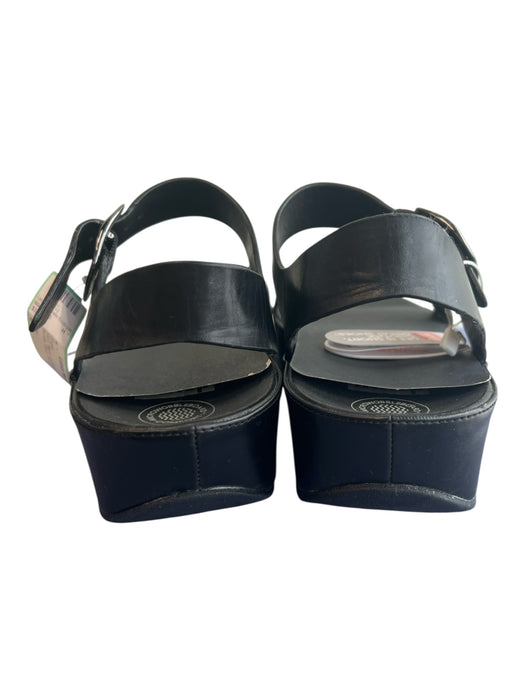 Fitflop Shoe Size 8 Black Leather 2 Strap Silver Buckle Open Toe & Heel Shoes Black / 8