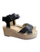 Sole Society Shoe Size 38.5 Black Leather Platform Ankle Buckle Sandal Shoes Black / 38.5