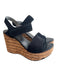 Free Lance Shoe Size 38.5 Black Suede Open Toe & Heel Cork Platform Shoes Black / 38.5