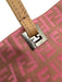Fendi Pink & Tan Canvas & Leather Zucca Monogram Leather Handle Bag Pink & Tan / XS