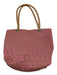 Fendi Pink & Tan Canvas & Leather Zucca Monogram Leather Handle Bag Pink & Tan / XS