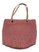 Fendi Pink & Tan Canvas & Leather Zucca Monogram Leather Handle Bag Pink & Tan / XS
