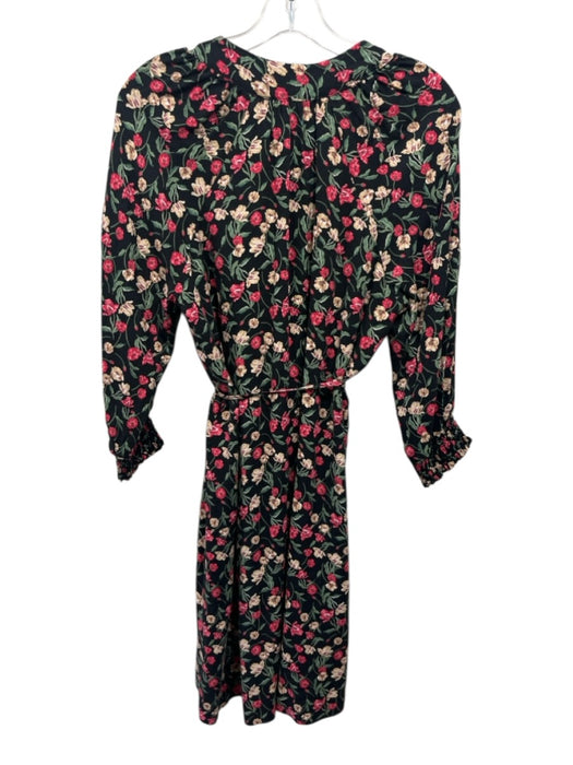 Draper James Size S Black, Red & Green Rayon Floral 3/4 Balloon Sleeve Dress Black, Red & Green / S