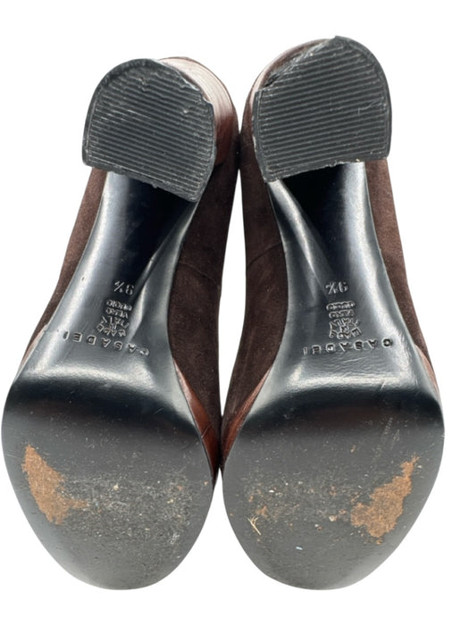 Casadei Shoe Size 9.5 Brown Leather Upper Suede Bow Detail Block Heel Pumps Brown / 9.5
