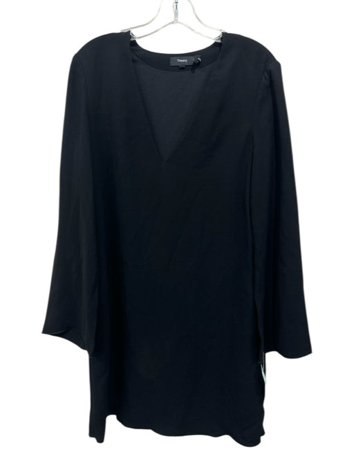 Theory Size M Black Triacetate V Neck Long Sleeve Dress Black / M