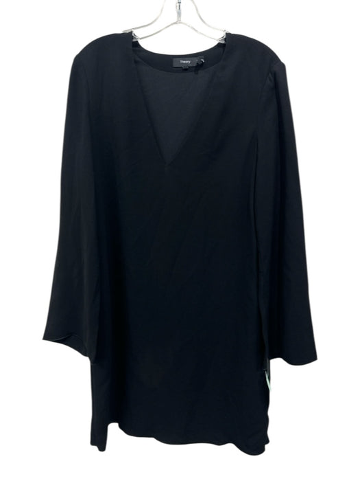 Theory Size M Black Triacetate V Neck Long Sleeve Dress Black / M