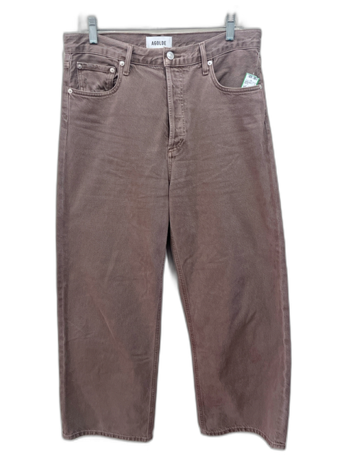 Agolde Size 30 Taupe Brown Cotton Denim High Rise 5 Pocket Wide Leg Jeans Taupe Brown / 30