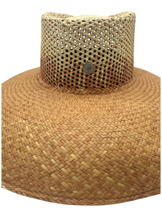 Freya Beige Straw Woven Gradient Wide Brim Sun Hat Beige / L